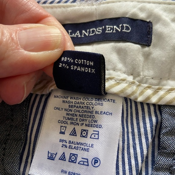 Lands' End Blue and White Striped Bermuda Shorts Tailored Cotton Blend Size 6 - Picture 4 of 11
